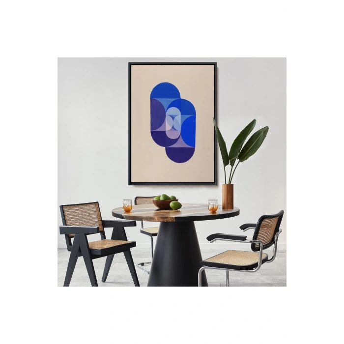 Ahşap Çerçeveli Joseph Schillinger - Mavi Anahtar Tablo - Key Blue-7337