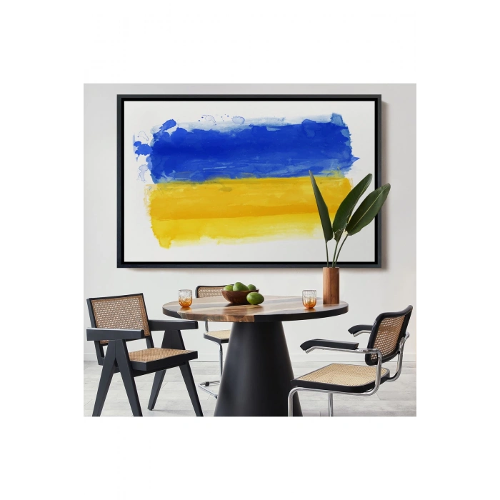 Ahşap Çerçeveli Ukrayna Bayrağı-7268