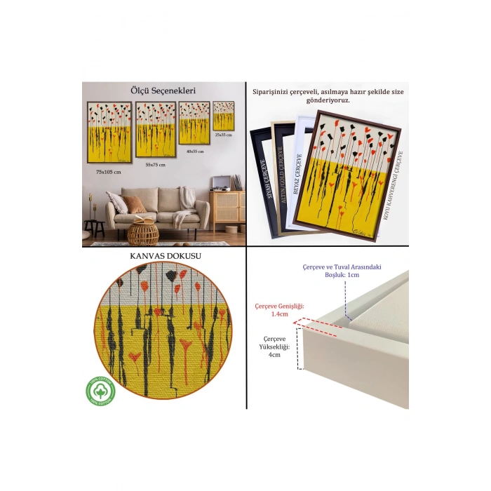 Ahşap Çerçeveli Alexander Calder - Damlalar Tablo - Drops-7285