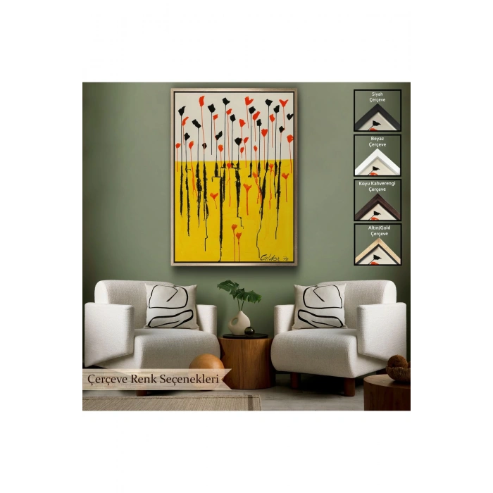 Ahşap Çerçeveli Alexander Calder - Damlalar Tablo - Drops-7285