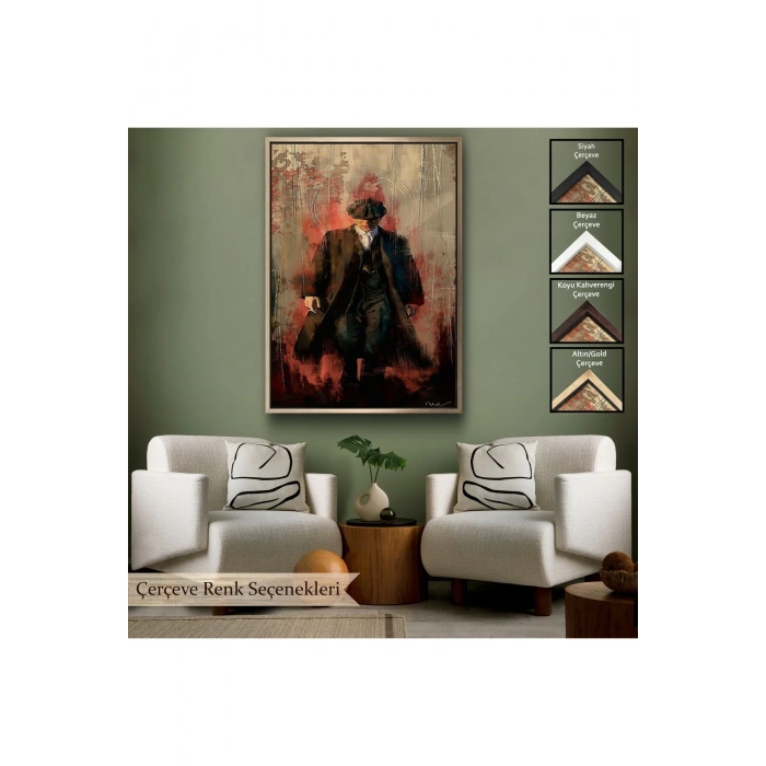 Ahşap Çerçeveli Peaky Blinders-Thomas Shelby Tablosu-7967