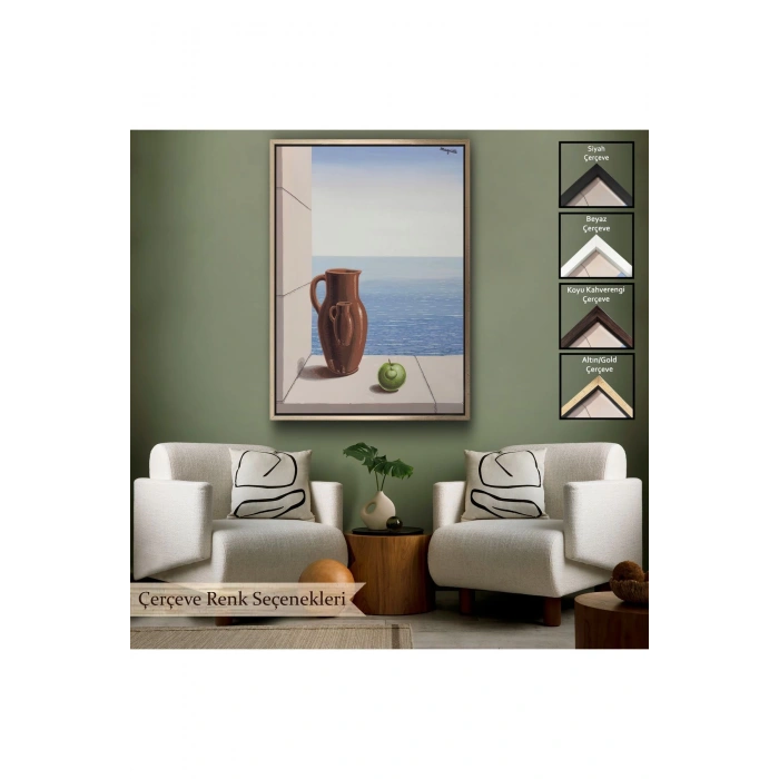 Ahşap Çerçeveli Rene Magritte - Stimülasyon Hedefi Tablosu-7412