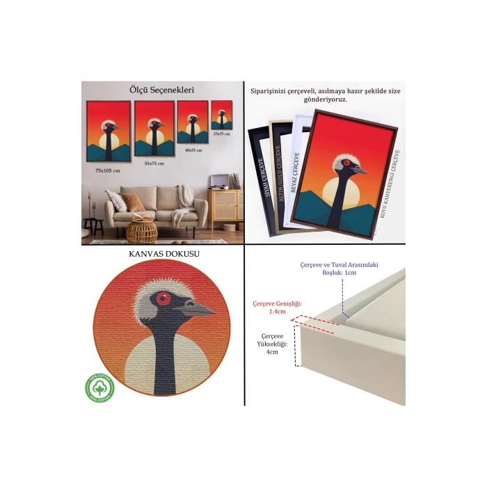 Ahşap Çerçeveli Minimal Devekuşu Tablo-7652