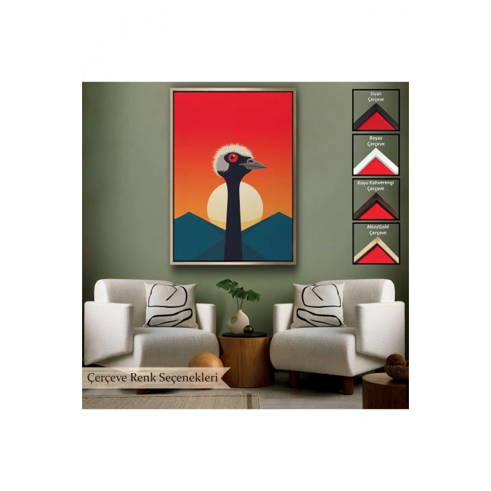 Ahşap Çerçeveli Minimal Devekuşu Tablo-7652