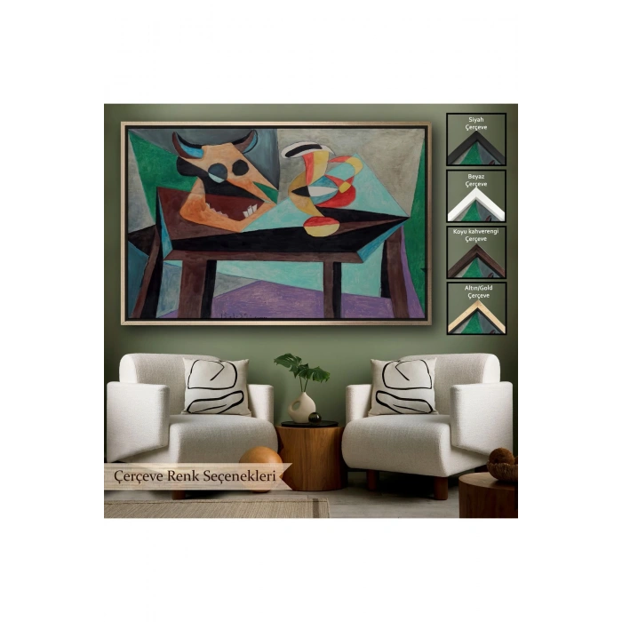 Ahşap Çerçeveli Pablo Picasso - Boğa Kafası Tablo-7103