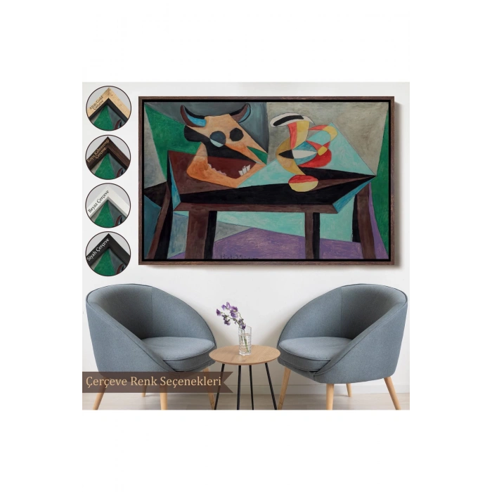 Ahşap Çerçeveli Pablo Picasso - Boğa Kafası Tablo-7103
