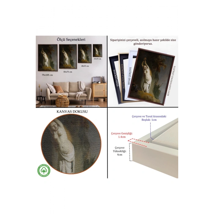 Ahşap Çerçeveli Rembrandt Van Rijn - Andromeda Tablo-8062