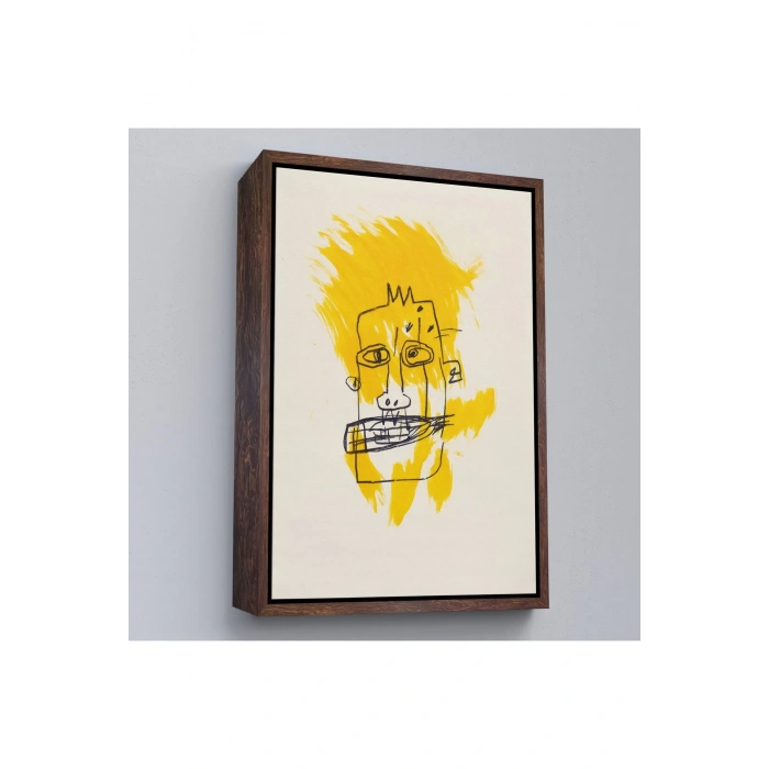 Ahşap Çerçeveli Jean-Michel Basquiat - Sarı Saçlı İsimsiz Tablo-7440