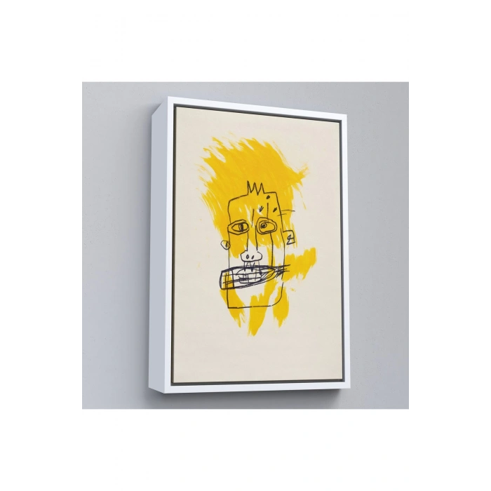 Ahşap Çerçeveli Jean-Michel Basquiat - Sarı Saçlı İsimsiz Tablo-7440
