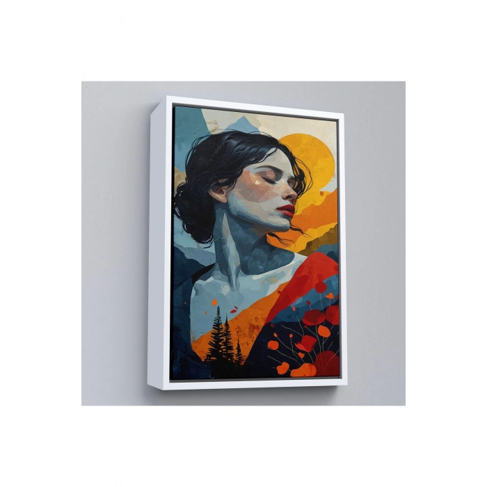Ahşap Çerçeveli Soyut Güzel Kadın Tablosu-7922
