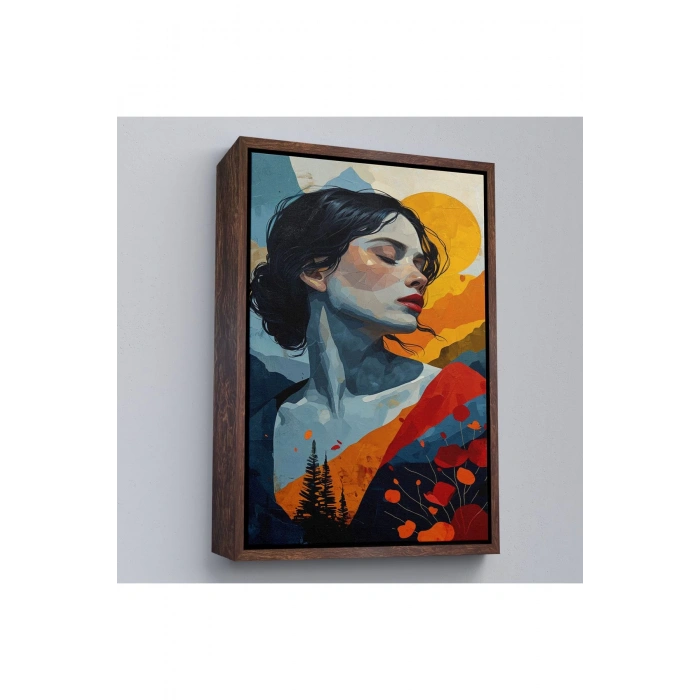 Ahşap Çerçeveli Soyut Güzel Kadın Tablosu-7922