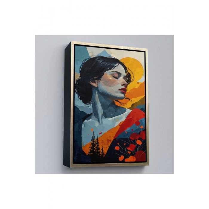 Ahşap Çerçeveli Soyut Güzel Kadın Tablosu-7922