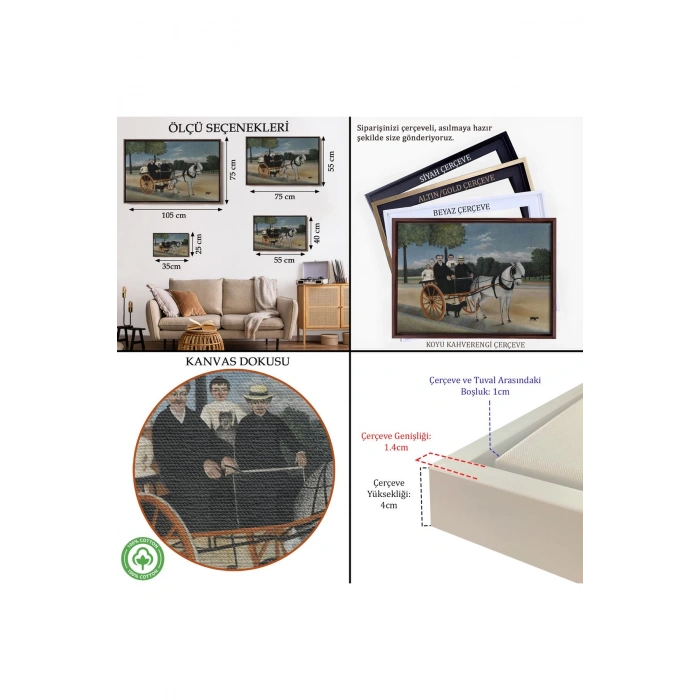 Ahşap Çerçeveli Yaşlı Adam Junierİn Arabası Tablo-7090