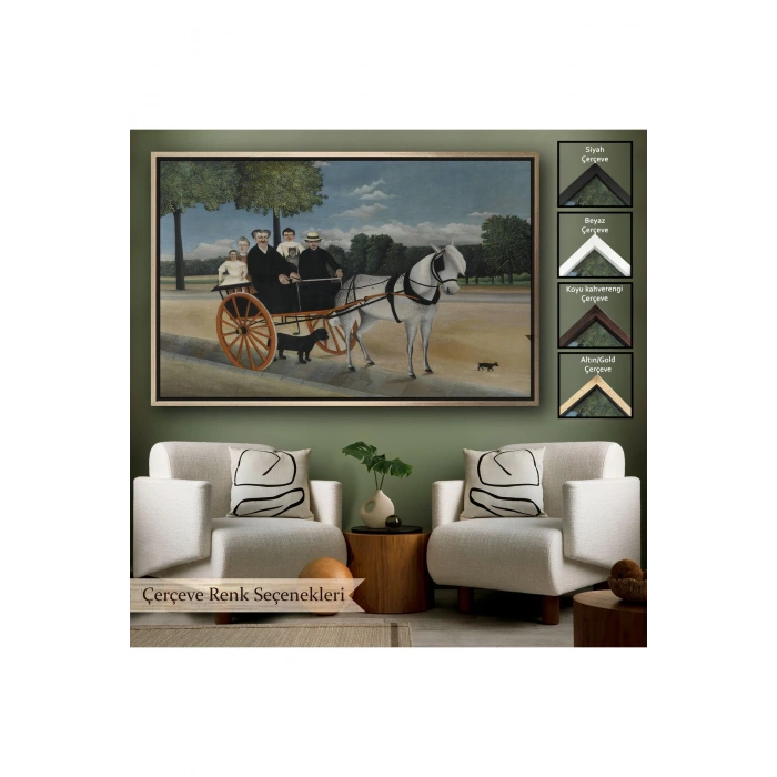 Ahşap Çerçeveli Yaşlı Adam Junierİn Arabası Tablo-7090