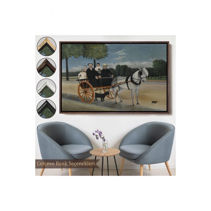 Ahşap Çerçeveli Yaşlı Adam Junierİn Arabası Tablo-7090