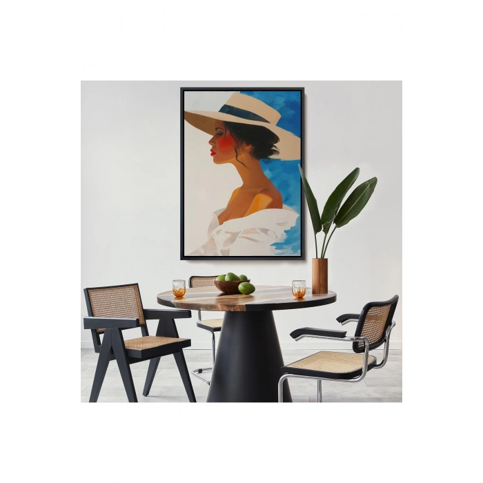 Ahşap Çerçeveli Güzel Retro Kadın Tablosu-7557