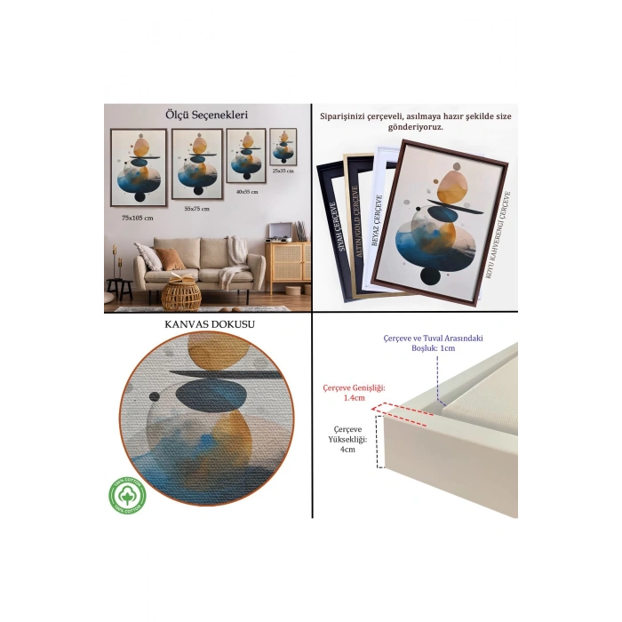 Ahşap Çerçeveli Suluboya Çalışması Denge Tablosu-7562