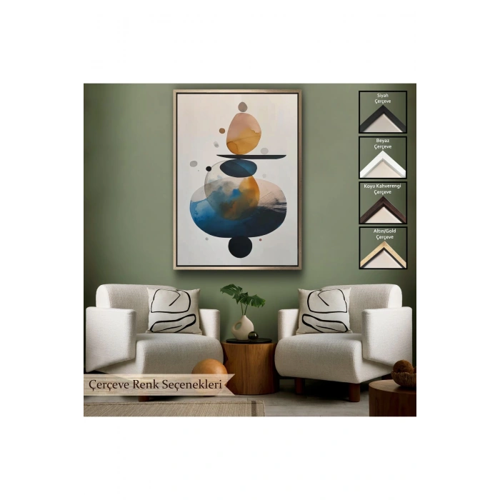 Ahşap Çerçeveli Suluboya Çalışması Denge Tablosu-7562