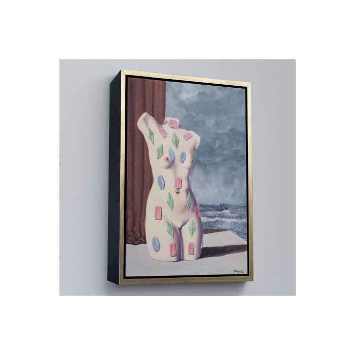 Ahşap Çerçeveli Rene Magritte - Su Damlası Tablosu-7345