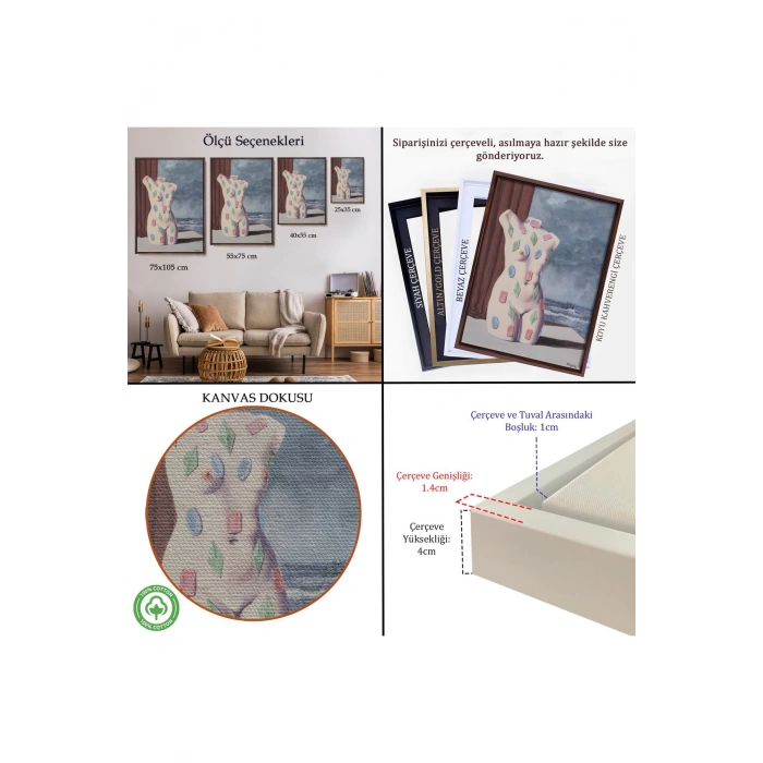 Ahşap Çerçeveli Rene Magritte - Su Damlası Tablosu-7345