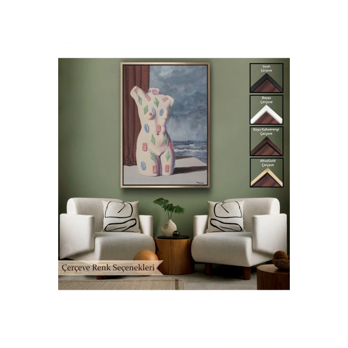 Ahşap Çerçeveli Rene Magritte - Su Damlası Tablosu-7345