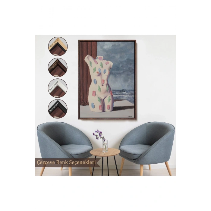 Ahşap Çerçeveli Rene Magritte - Su Damlası Tablosu-7345