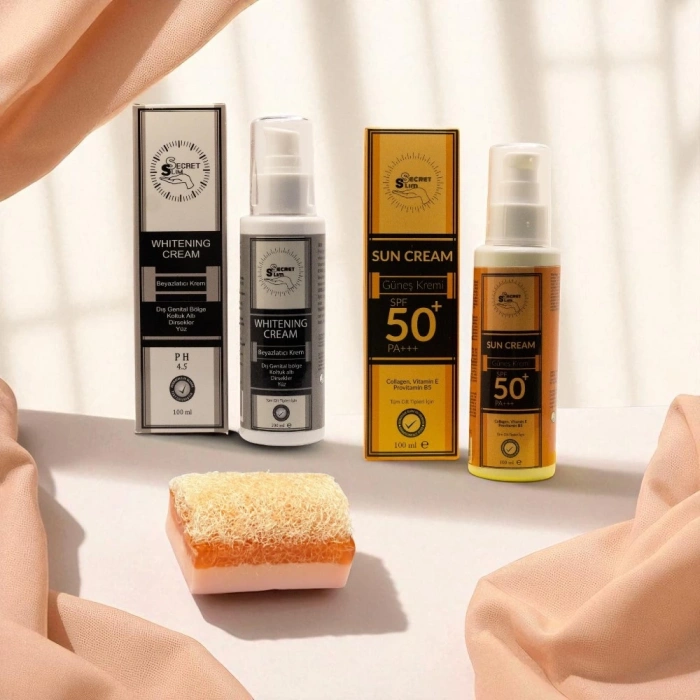 2li Yaz Bakım Seti ( Bikini Bölgesi Beyazlatıcı, 50+SPF Güneş Kremi) Eşek Sütlü Sabun Hediyeli