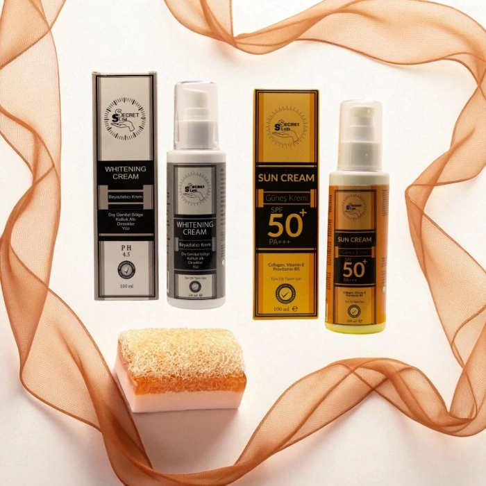 2li Yaz Bakım Seti ( Bikini Bölgesi Beyazlatıcı, 50+SPF Güneş Kremi) Eşek Sütlü Sabun Hediyeli