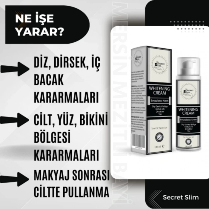 Secret Slim Beyazlatıcı Krem Dış Genital Bölge, Cilt, Yüz, Koltuk Altı, Bikini Bölge Kararması (Unısex) 100 ml