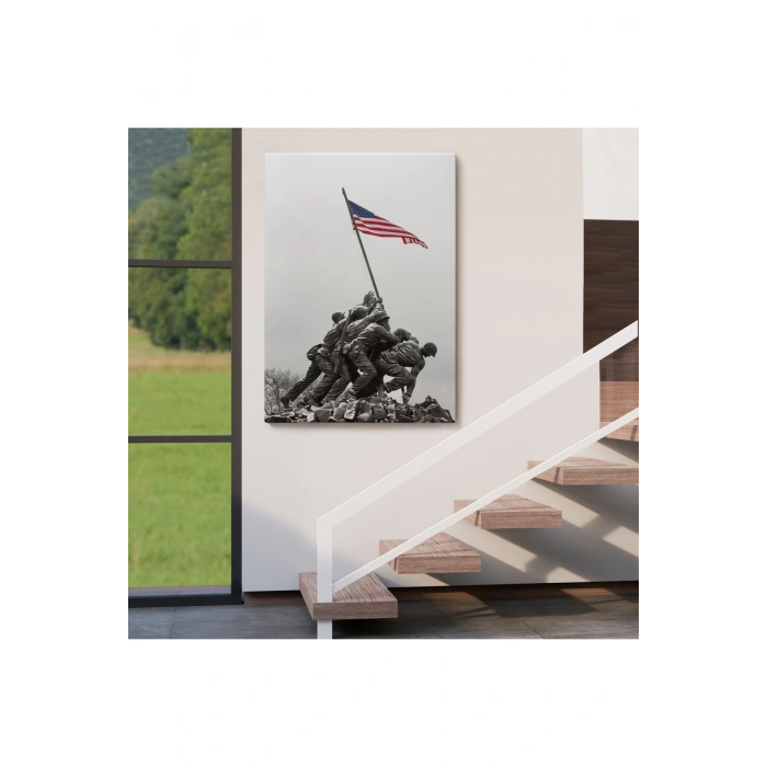 Amerika Bayrağı Diken Askerler Dekoratif Duvar Tablosu-6228