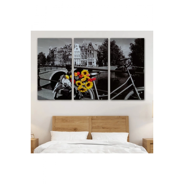 Amsterdam Kanallarındaki Bisiklet ve Laleler Tablosu-6594