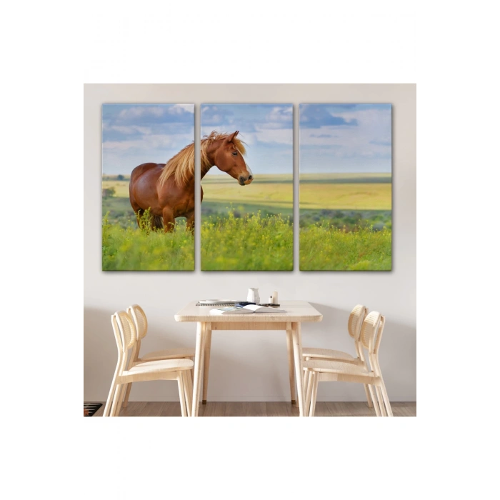 At Ve Manzaralı  Dekoratif Kanvas Tablo 1131