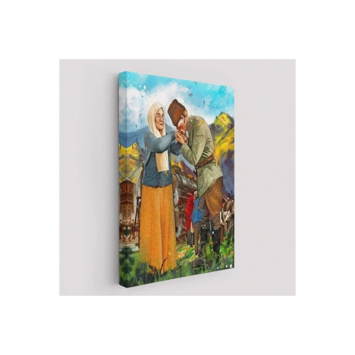 Atatürk Annesi Zübeyde Hanımın Elini Öperken Duvar Tablosu-6302