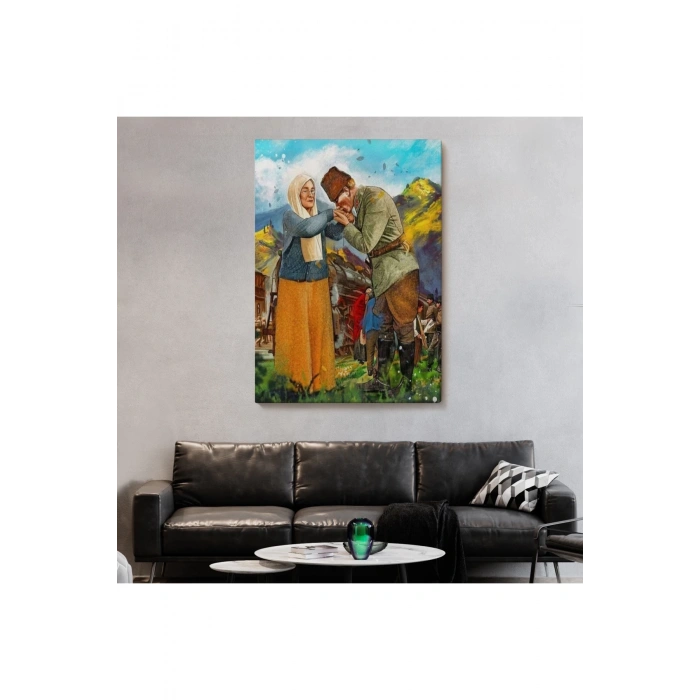 Atatürk Annesi Zübeyde Hanımın Elini Öperken Duvar Tablosu-6302