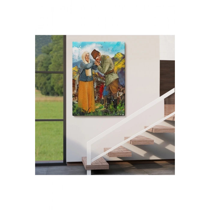 Atatürk Annesi Zübeyde Hanımın Elini Öperken Duvar Tablosu-6302