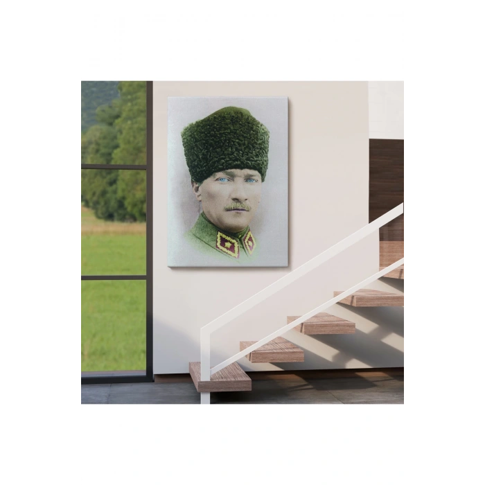 Atatürk Portre Tablosu Mustafa Kemal Atatürk Dikdörtgen Dekoratif Kanvas Tablo-CF-56