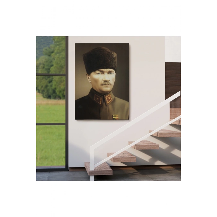 Atatürk Portre Tablosu Mustafa Kemal Atatürk Dikdörtgen Dekoratif Kanvas Tablo-CK-61