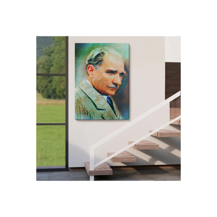 Atatürk Portre Tablosu Mustafa Kemal Atatürk Dikdörtgen Dekoratif Kanvas Tablo-CL-62