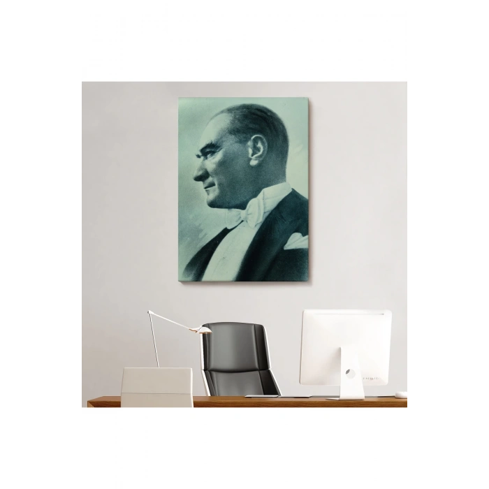 Atatürk Portre Tablosu Mustafa Kemal Atatürk Dikdörtgen Dekoratif Kanvas Tablo-CN-63