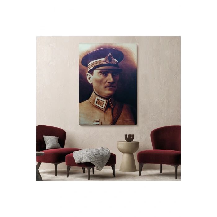 Atatürk Portre Tablosu Mustafa Kemal Atatürk Dikdörtgen Dekoratif Kanvas Tablo-CÖ-66