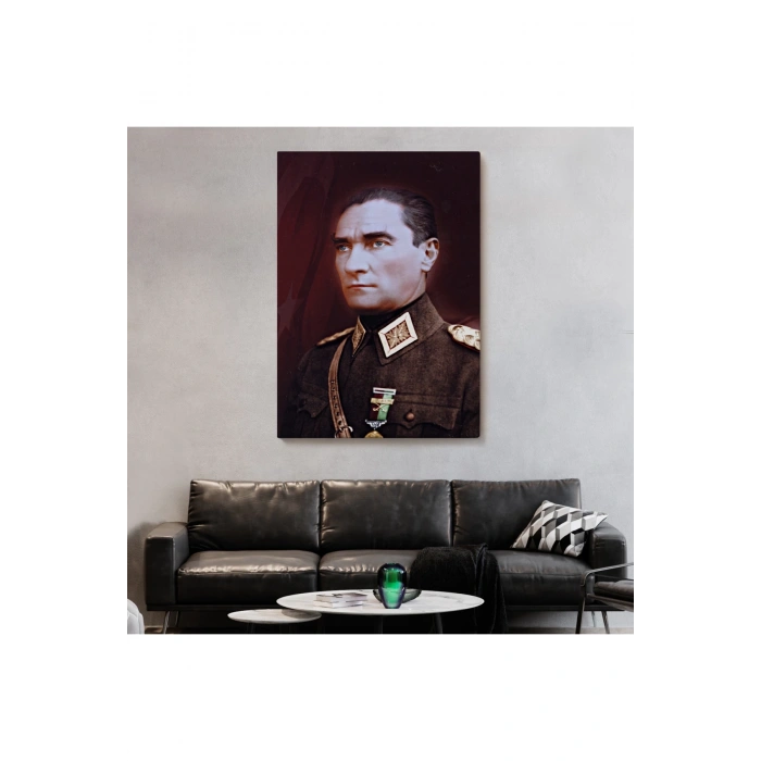 Atatürk Portre Tablosu Mustafa Kemal Atatürk Dikdörtgen Dekoratif Kanvas Tablo-CP-67