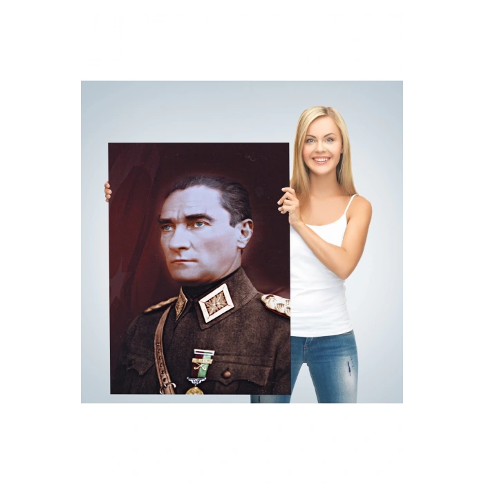 Atatürk Portre Tablosu Mustafa Kemal Atatürk Dikdörtgen Dekoratif Kanvas Tablo-CP-67