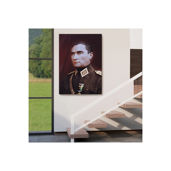 Atatürk Portre Tablosu Mustafa Kemal Atatürk Dikdörtgen Dekoratif Kanvas Tablo-CP-67