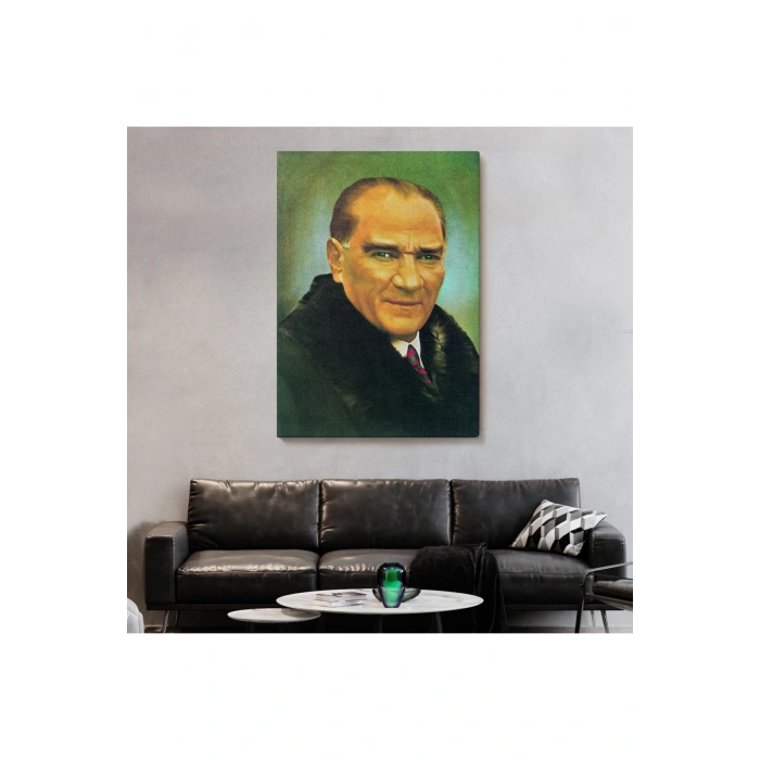Atatürk Portre Tablosu Mustafa Kemal Atatürk Dikdörtgen Dekoratif Kanvas Tablo-CŞ-70