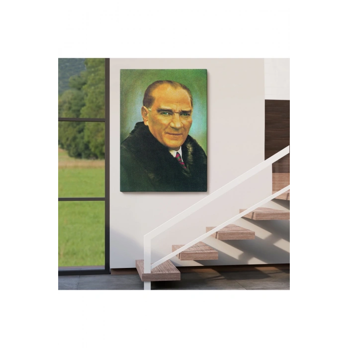 Atatürk Portre Tablosu Mustafa Kemal Atatürk Dikdörtgen Dekoratif Kanvas Tablo-CŞ-70