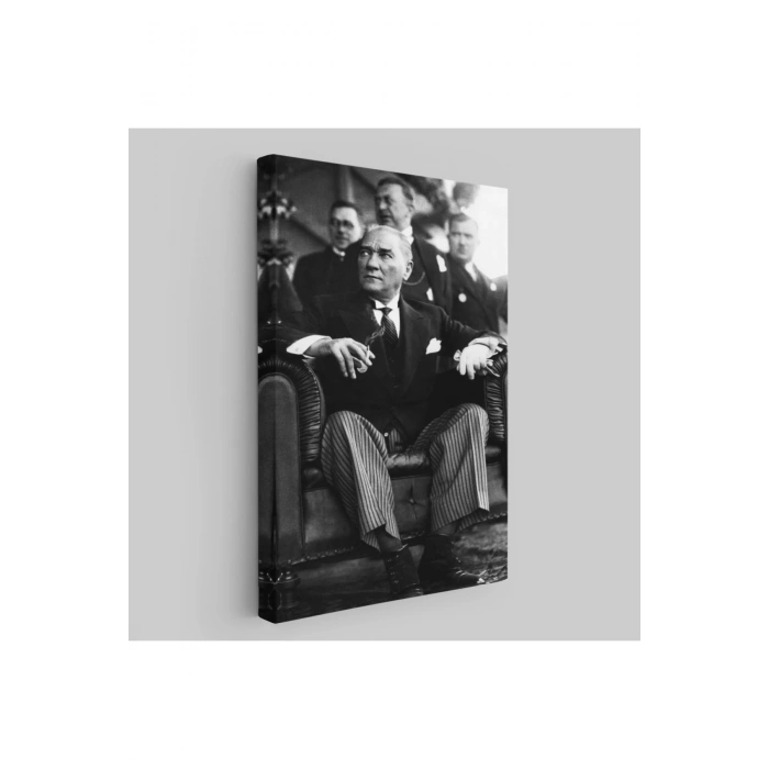 Atatürk Portre Tablosu Mustafa Kemal Atatürk Dikdörtgen Dekoratif Kanvas Tablo-CŞ-71