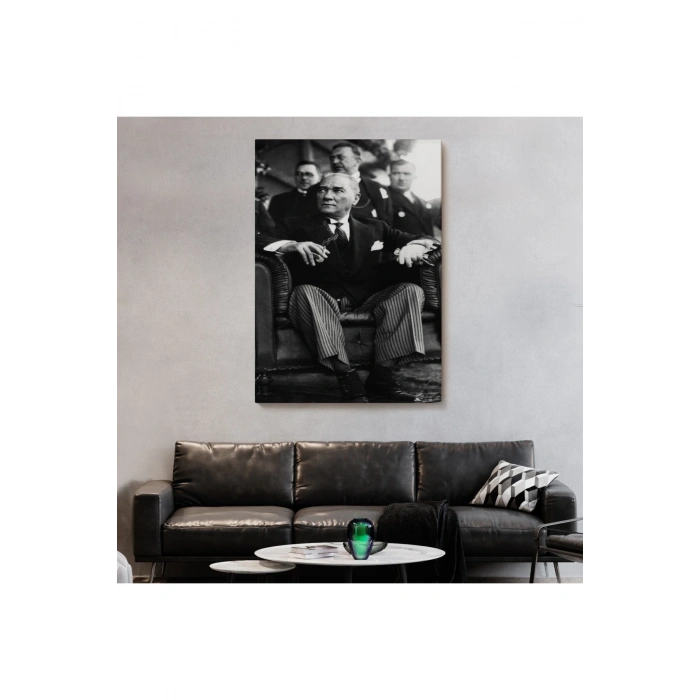 Atatürk Portre Tablosu Mustafa Kemal Atatürk Dikdörtgen Dekoratif Kanvas Tablo-CŞ-71