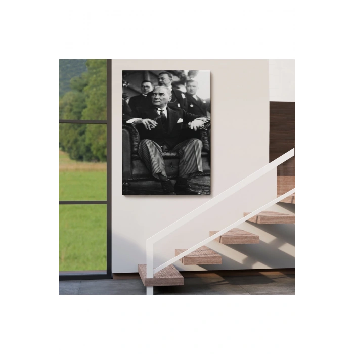 Atatürk Portre Tablosu Mustafa Kemal Atatürk Dikdörtgen Dekoratif Kanvas Tablo-CŞ-71