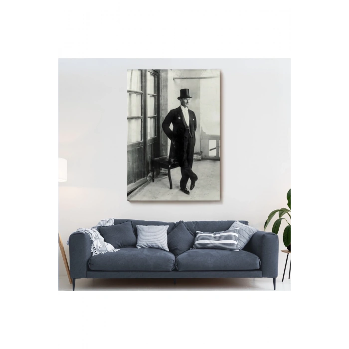 Atatürk Portre Tablosu Mustafa Kemal Atatürk Dikdörtgen Dekoratif Kanvas Tablo-CT-72