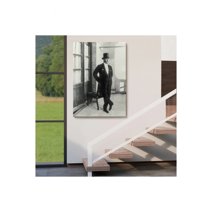 Atatürk Portre Tablosu Mustafa Kemal Atatürk Dikdörtgen Dekoratif Kanvas Tablo-CT-72